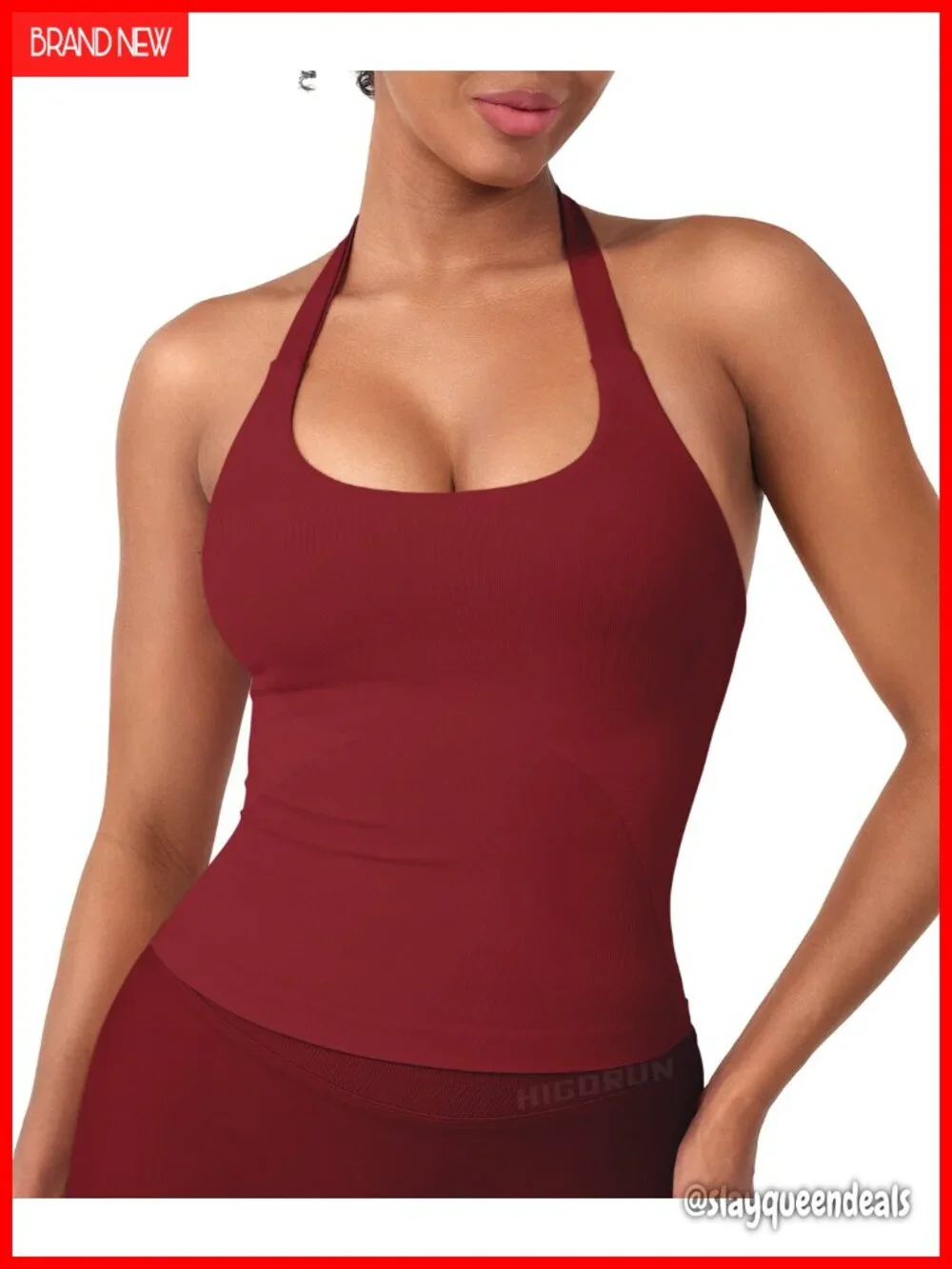 Halter Impact Tank Top Built in Bra Longline Crop Workout
